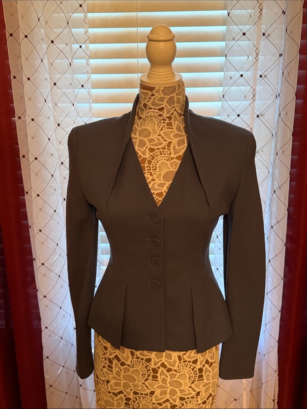 bebe Gray Tailored Peplum Blazer (125)